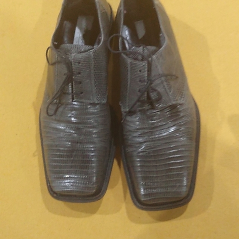 Mezlan Platinum Gray Lizard Oxford Dress Shoes